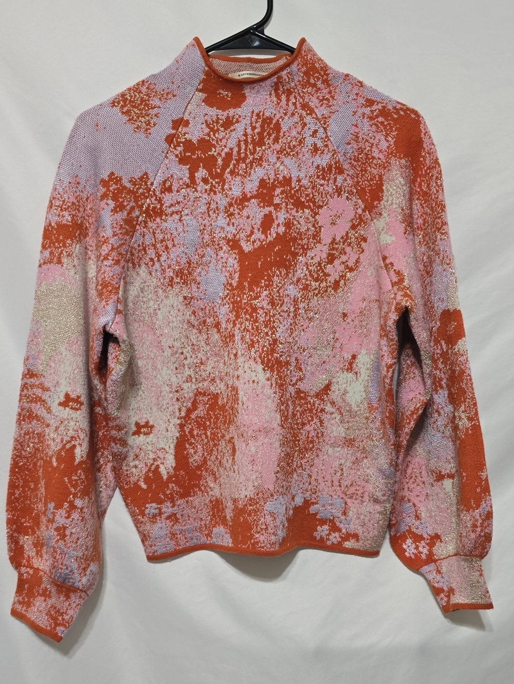 Anthro By Anthropologie The Beatriz Mock Neck Lurex Sweater Size Small - Picture 2 of 10